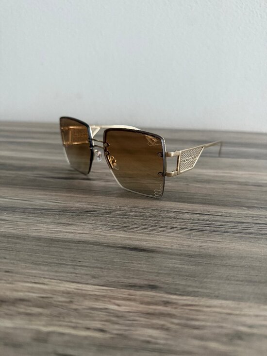 Bulgari Gold Frame Gradient Brown Square Sunglasses main image 10
